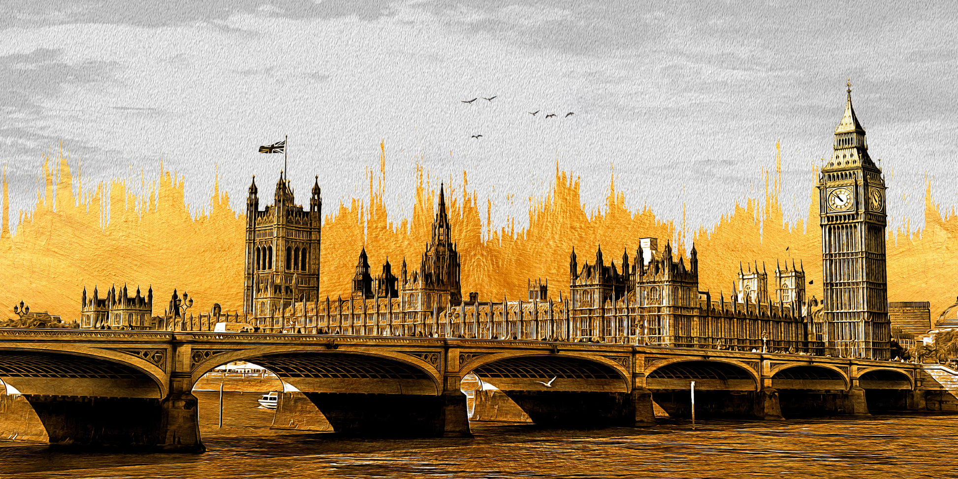 Big Ben London England UK Wall Art Canvas Office Home Room Framed 120x60cm - Bella Home Decor