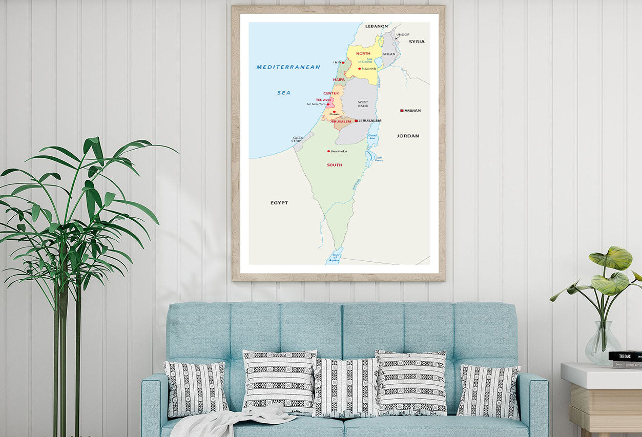 Israel Administrative Map Home Decor Premium Quality Poster Print Choose Your Sizes