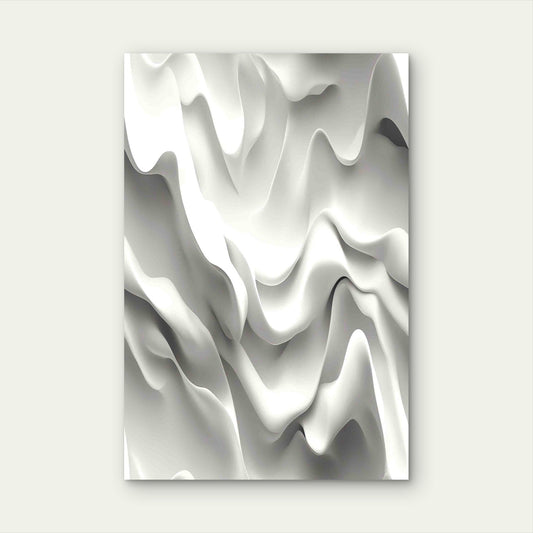 White 3D Flowing Silk Wave 60x90cm Metal Print Ready to Hang