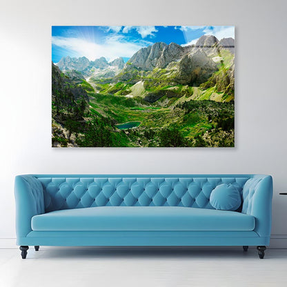 Amazing View of Mountain Lakes in Albanian Alps Acrylic Glass Print Tempered Glass Wall Art 100% Made in Australia Ready to Hang