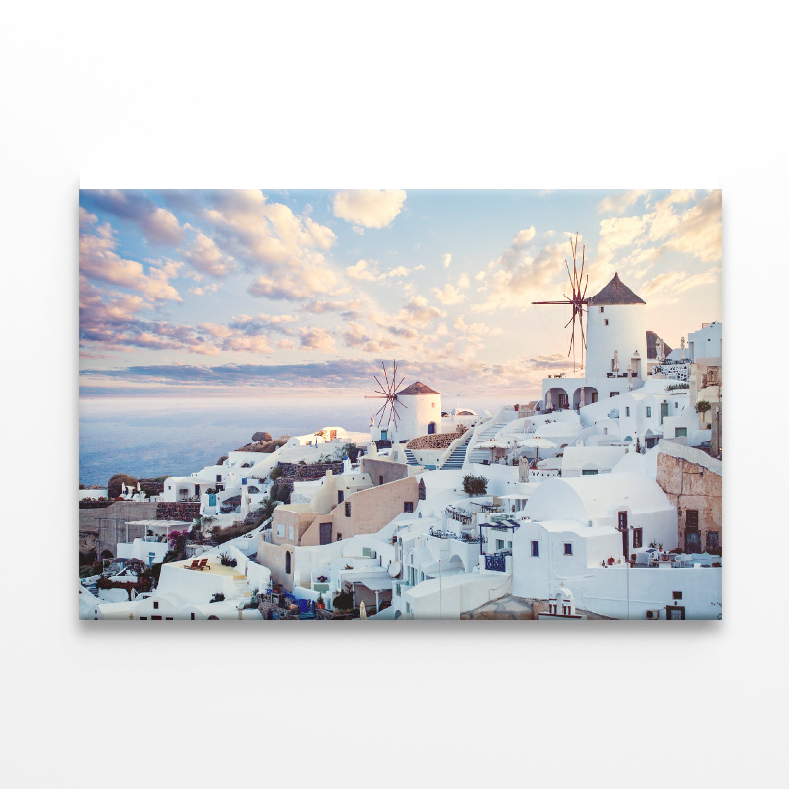 Wind Mills in Oia Town and Clouds Print 100% Australian Made - Bella Home Decor