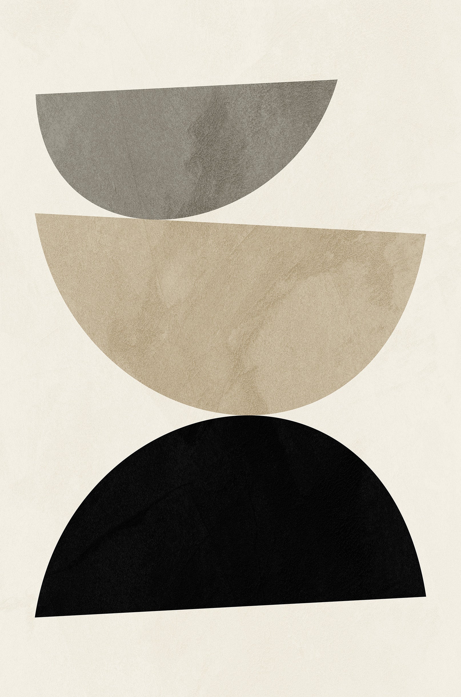 Geometric Abstract Shapes Gray Beige 40x60cm Metal Print Ready to Hang