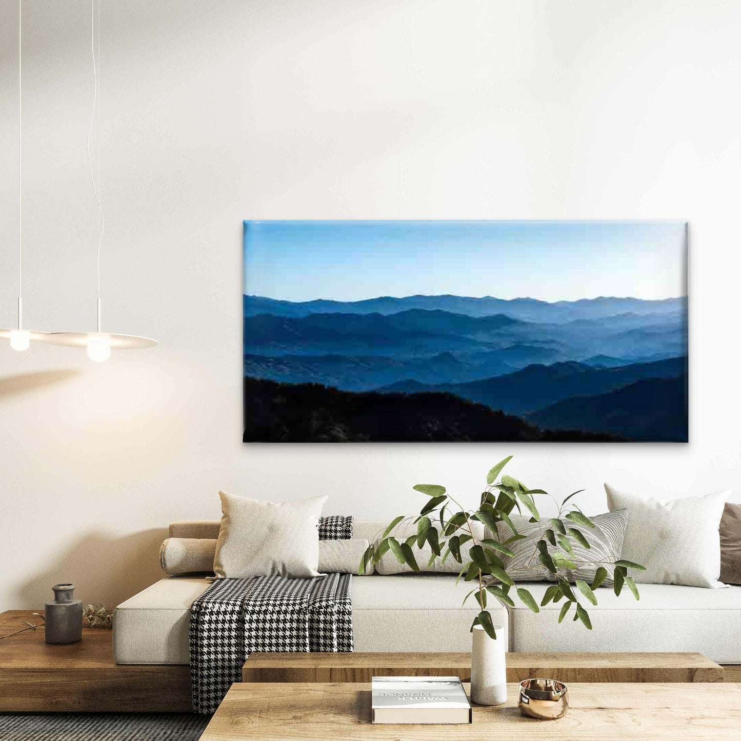 Blue Mountain Landscape Scenery Wall Art Canvas Office Home Room Framed 120x60cm