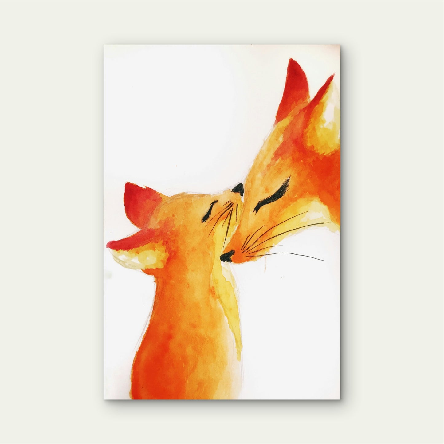 Tender Moment Between Two Foxes 60x90cm Metal Print Ready to Hang