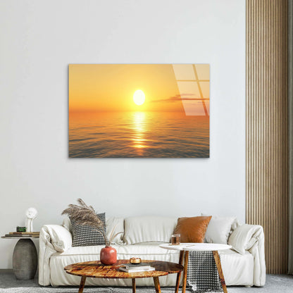 Golden Ocean Sunset Beach Acrylic  Glass Printing Wall Art Australian Made Quality