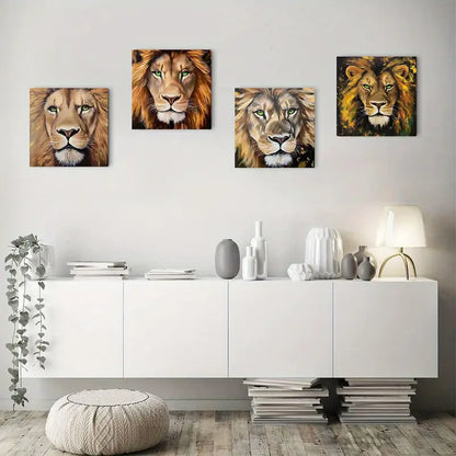 4pcs Graffiti Abstract Lion Head Wall Art Canvas Framed