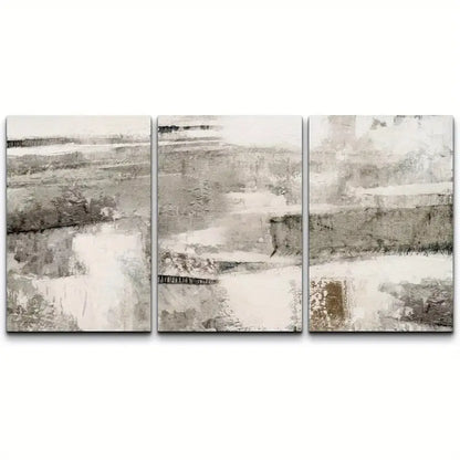 3.	3pcs Black And Gray Abstract Landscape Shapes Metal Print Ready to Hang Art - Bella Home Decor