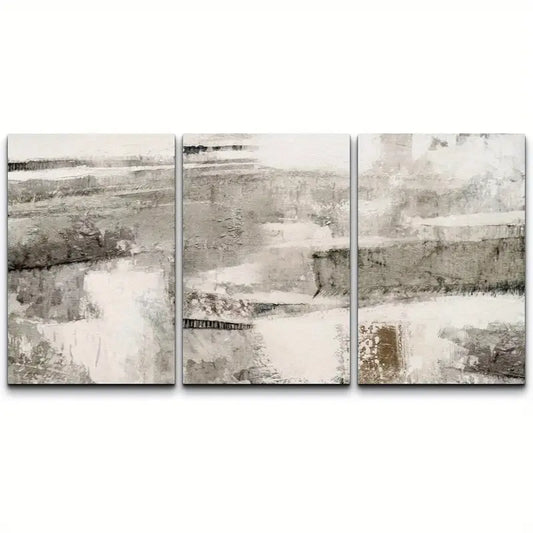 3. 3pcs Black And Gray Abstract Landscape Shapes Metal Print Ready to Hang Art