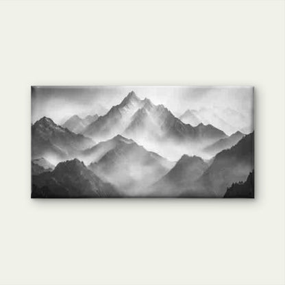 Black & White Snowy Mountain Wall Art Canvas Office Home Room Framed 120x60cm