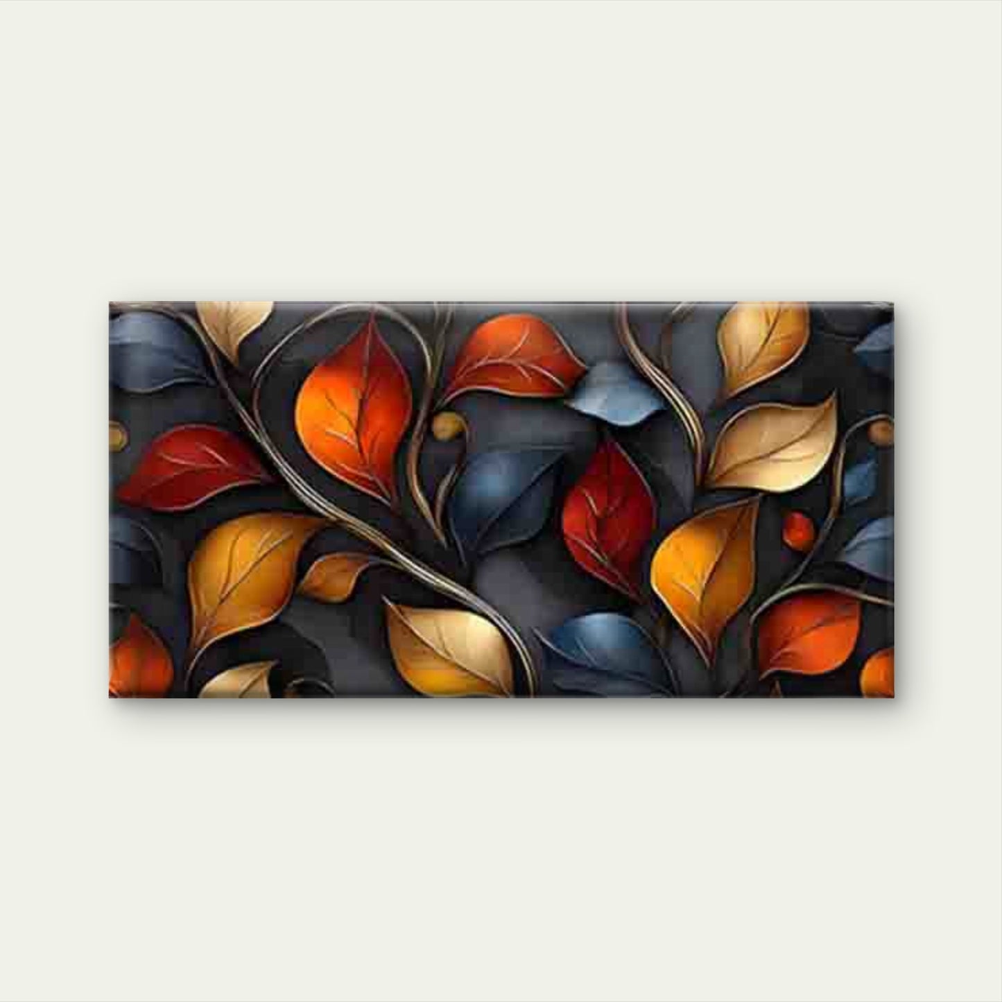Colorful 3D Leaf Pattern Wall Art Canvas Office Home Room Framed 120x60cm - Bella Home Decor