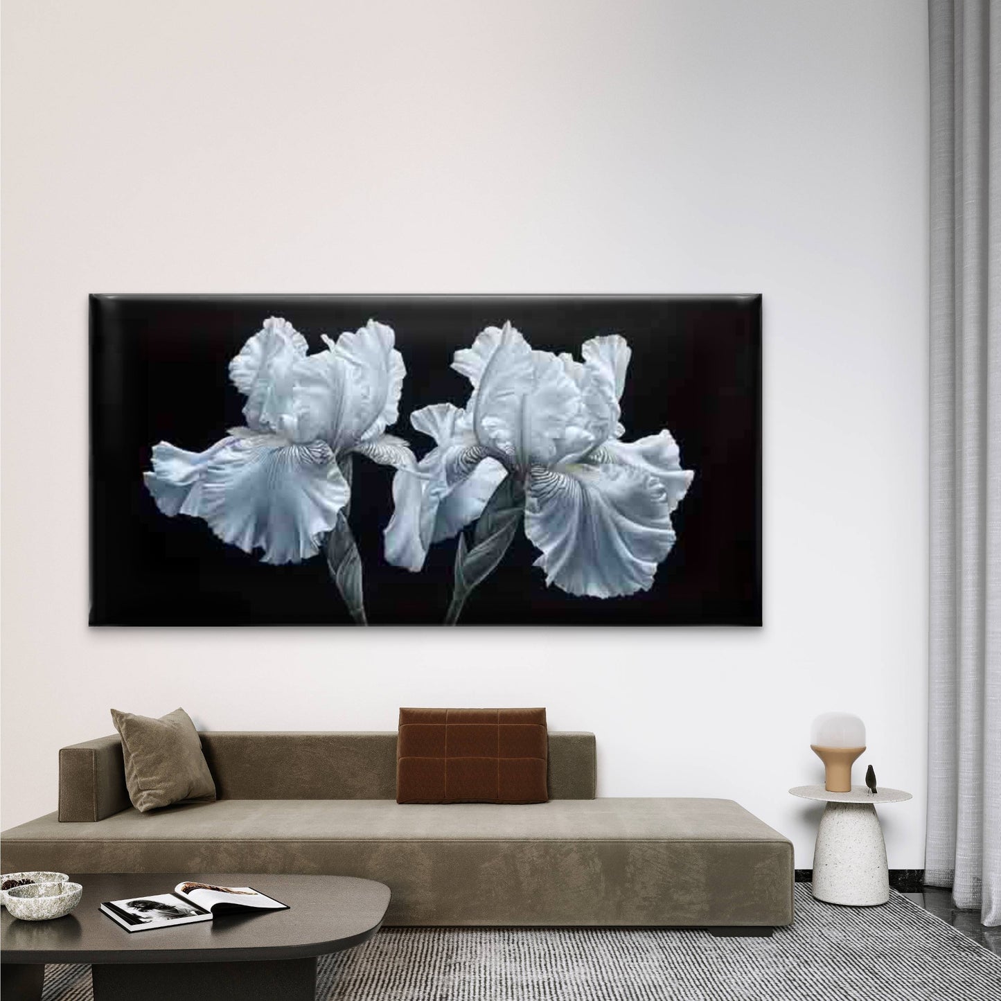 Botanical with Delicate Petals Wall Art Canvas Office Home Room Framed 120x60cm