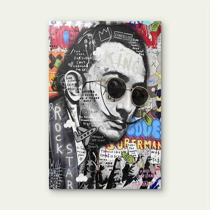 Avant-Garde Moustachioed Pop Culture 60x90cm Metal Print Ready to Hang - Bella Home Decor