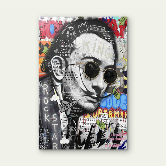 Avant-Garde Moustachioed Pop Culture 60x90cm Metal Print Ready to Hang - Bella Home Decor
