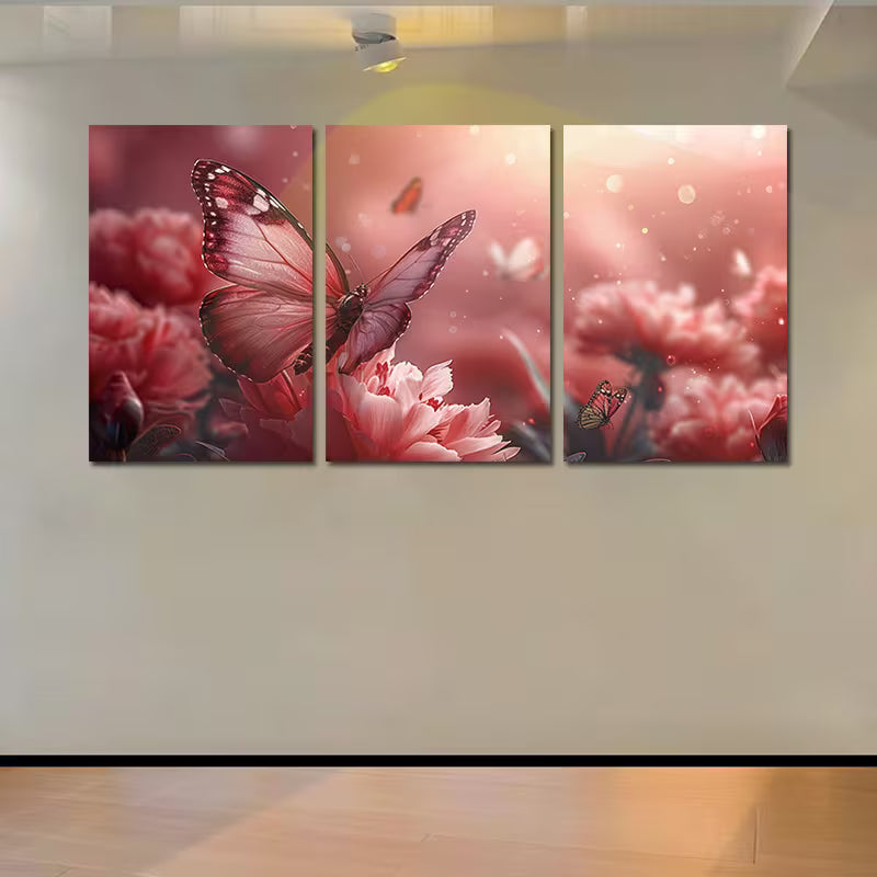 3pcs Ethereal Clouds and Butterflies Wall Art Set Canvas Framed 60x90cm - High Quality Print 100% Australian Made Wall Canvas Ready to Hang