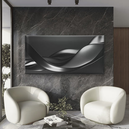 Shades Of Grey Waves Wall Art Canvas Office Home Room Framed 120x60cm