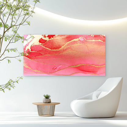 Crimson Gilded Fluid Art Wall Art Canvas Office Home Room Framed 120x60cm - Bella Home Decor