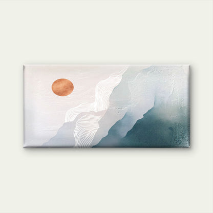 Abstract Teal Terracotta Sun Mountain Wall Art Canvas Office Home Framed 120x60