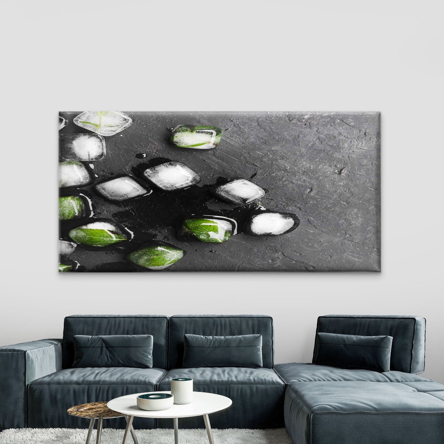 Ice Cubes With Mint Wall Art Canvas Office Home Room Framed 120x60cm