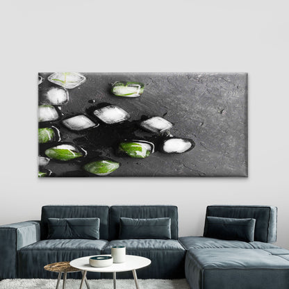 Ice Cubes With Mint Wall Art Canvas Office Home Room Framed 120x60cm