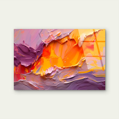 Vibrant Purple Orange Abstract Oil Flow   Acrylic Glass Printing Wall Art Australian Made Quality