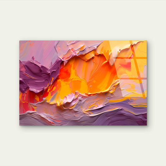 Vibrant Purple Orange Abstract Oil Flow Acrylic Glass Printing Wall Art Australian Made Quality