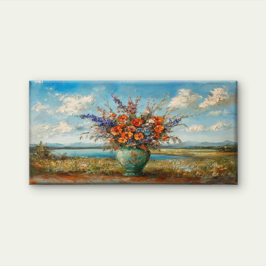 Abstract Floral Vase Painting Wall Art Canvas Office Home Room Framed 120x60cm