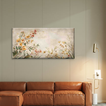Floral Beauty in Soft Yellow Wall Art Canvas Office Home Room Framed 120x60cm - Bella Home Decor