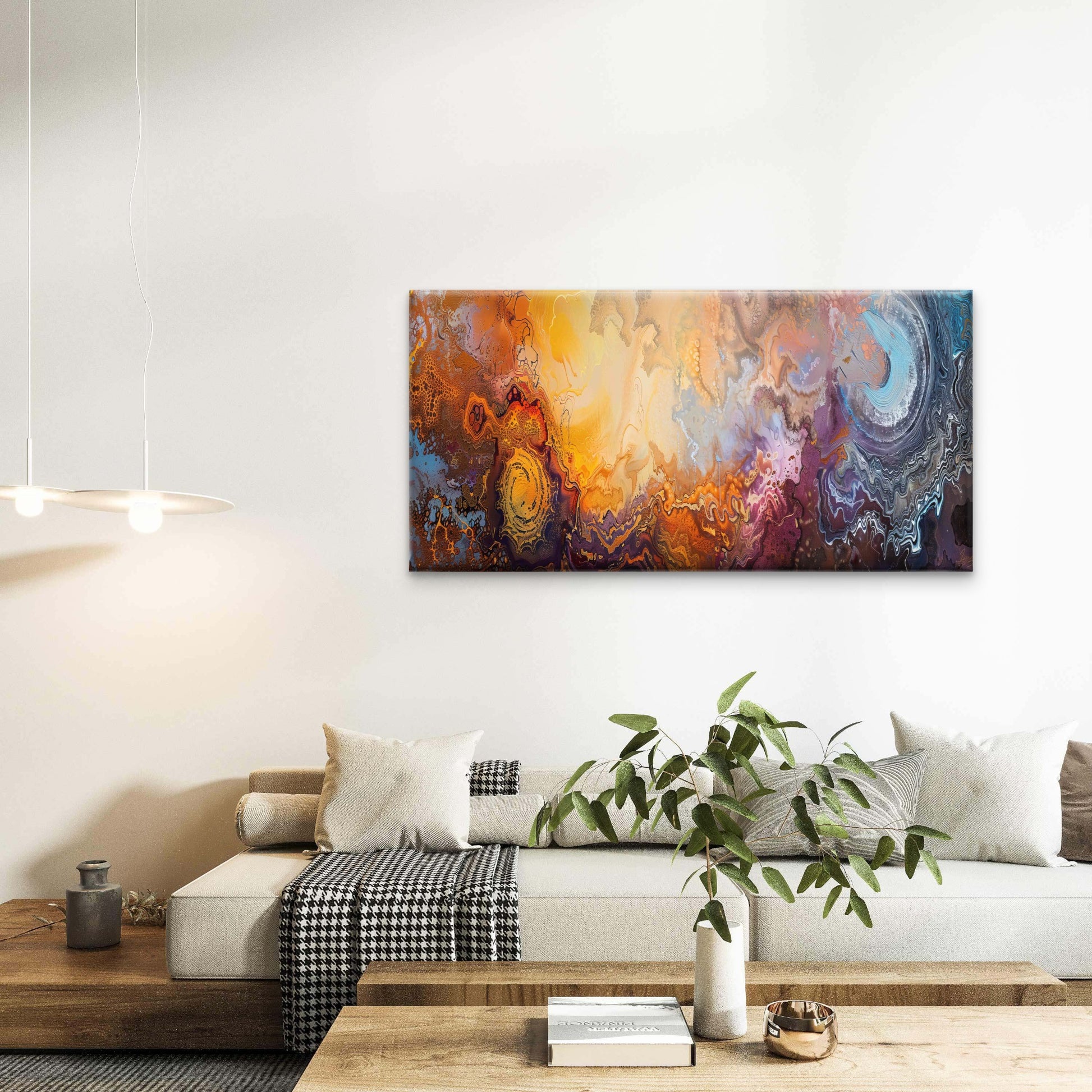 Abstract Fluid Art Painting Wall Art Canvas Office Home Room Framed 120x60cm - Bella Home Decor
