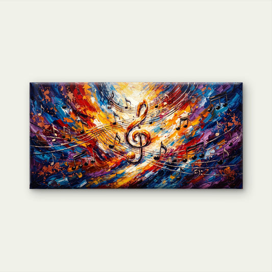 Music Notes Treble Clef Colorful Wall Art Canvas Office Home Framed 120x60cm