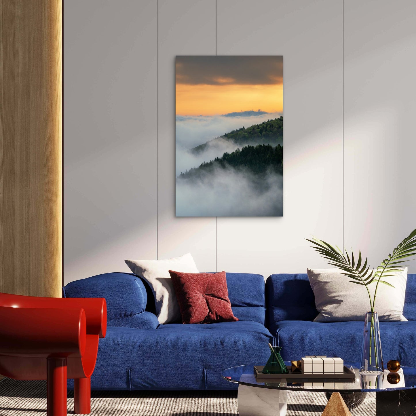 Foggy Mountain Sunrise 60x90cm Metal Print Ready to Hang