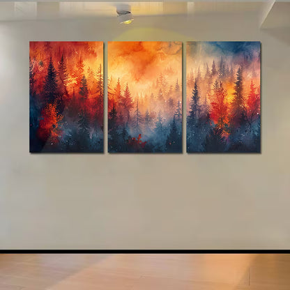 3pcs Sunset Landscape with Snow-Capped Mountains Wall Art Set Canvas Framed 40x60cm - High Quality Print 100% Australian Made Wall Canvas Ready to Hang