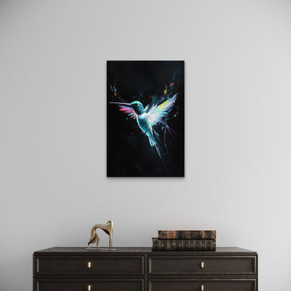 Abstract Colorful Hummingbird Painting 40x60cm Metal Print Ready to Hang