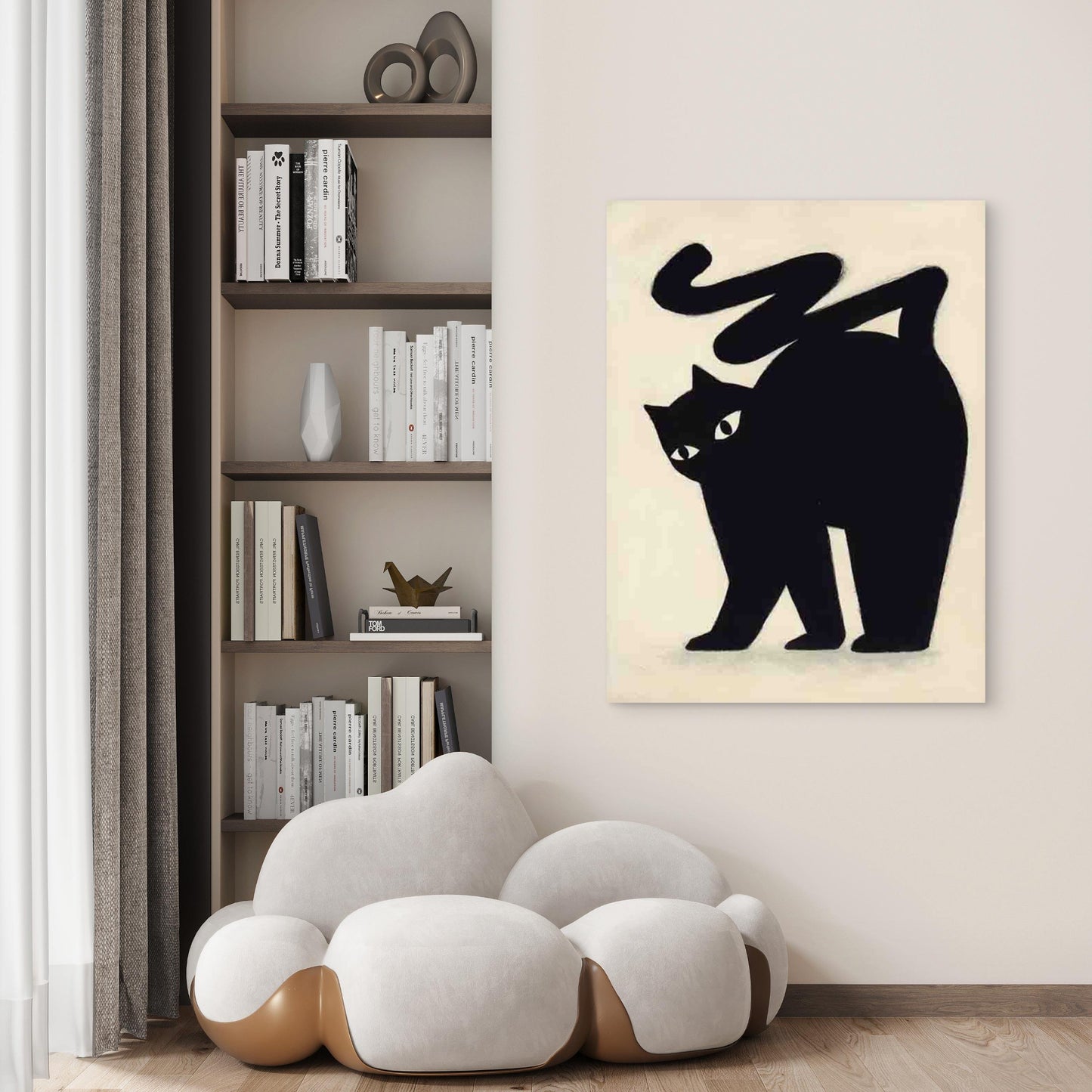 Black Cat Silhouette Art 60x90cm Metal Print Ready to Hang - Bella Home Decor