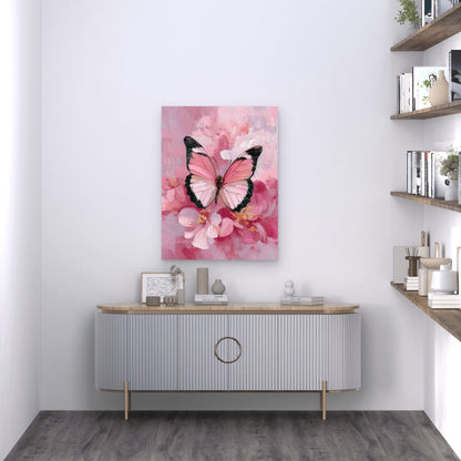 Pink Butterfly, Floral Metal Print Ready to Hang