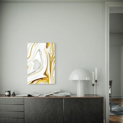 Abstract Liquid Marble Background with Gold Metal Print Ready to Hang