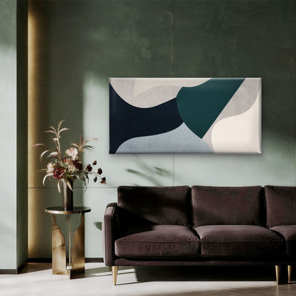 Abstract Teal Navy Geometric Wall Art Canvas Office Home Room Framed 120x60cm