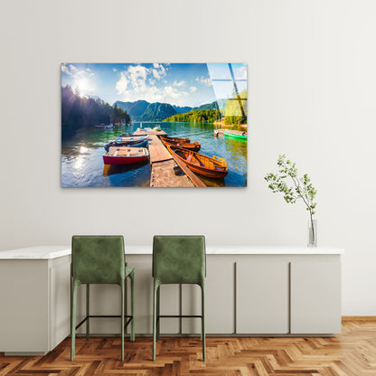 Alpine Lake Mountain Tempered Glass Printing Wall Art Australian Made Quality