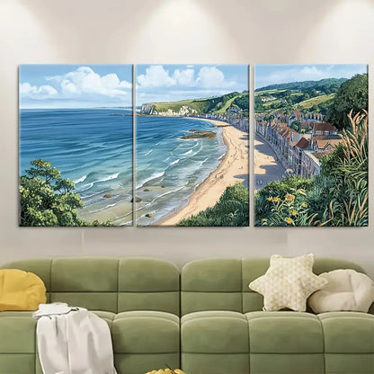 3pcs Eype Beach Poster, Metal Print Ready to Hang Art