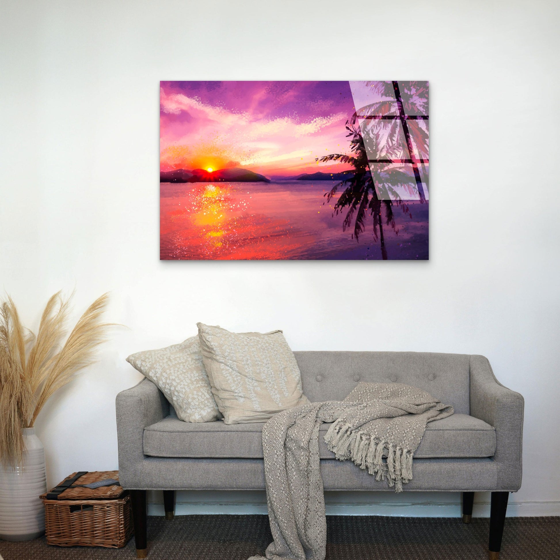 Abstract Tropical Purple Sunset Acrylic Glass Printing Wall Art Australian Made Quality
