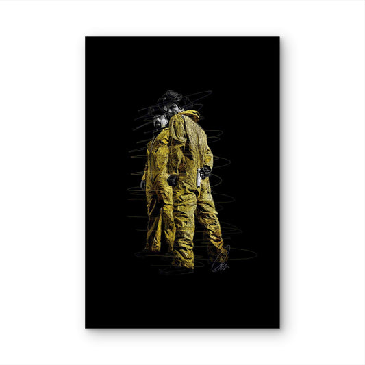 Gritty Yellow Hazmat Scribble 40x60cm Metal Print Ready to Hang - Bella Home Decor
