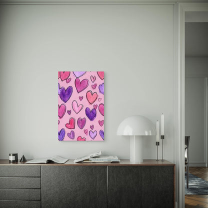 Hand-Drawn Heart Patterns 60x90cm Metal Print Ready to Hang - Bella Home Decor