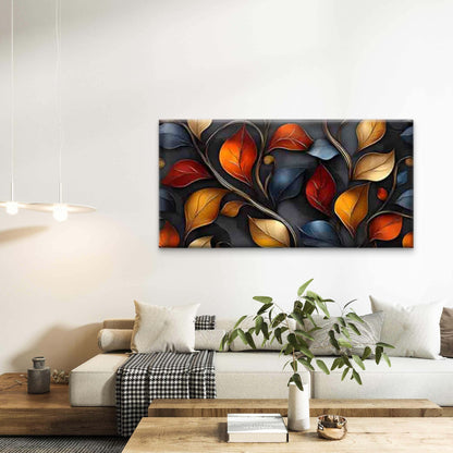 Colorful 3D Leaf Pattern Wall Art Canvas Office Home Room Framed 120x60cm - Bella Home Decor