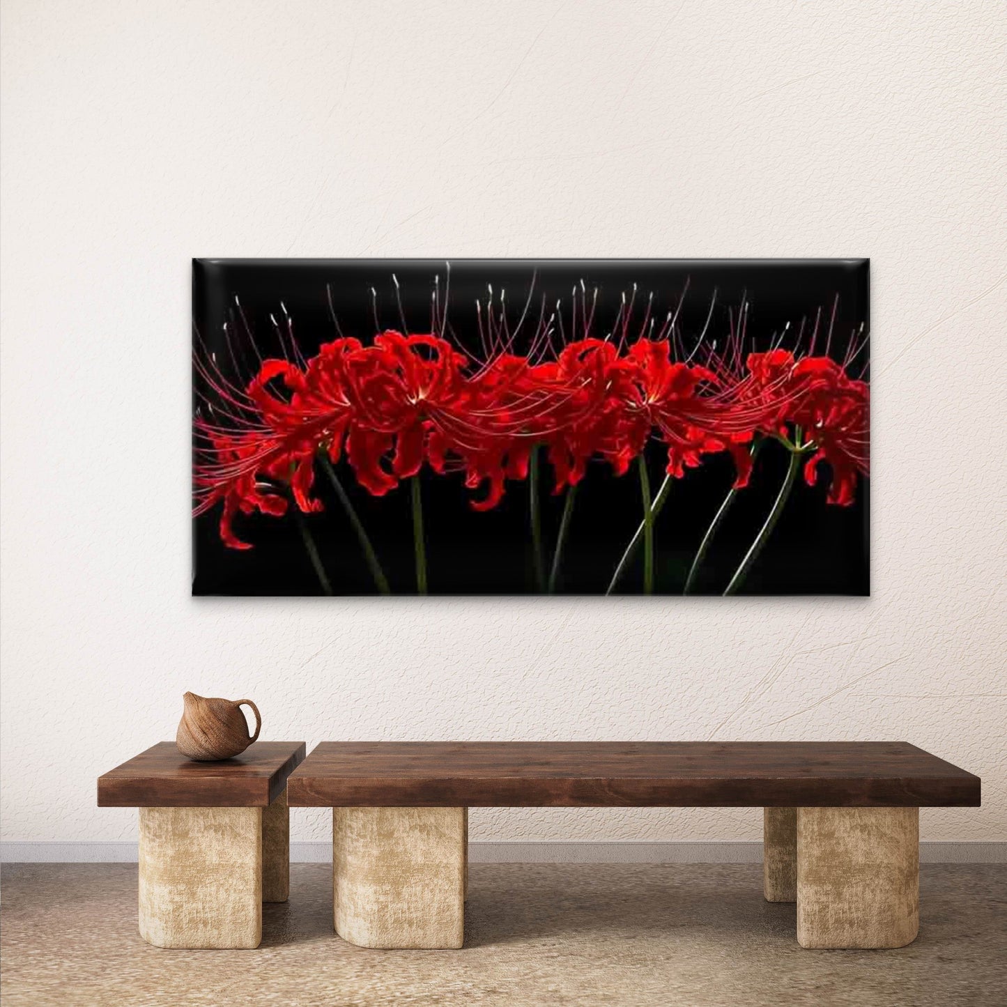 Featuring Red Blooms Wall Art Canvas Office Home Room Framed 120x60cm - Bella Home Decor