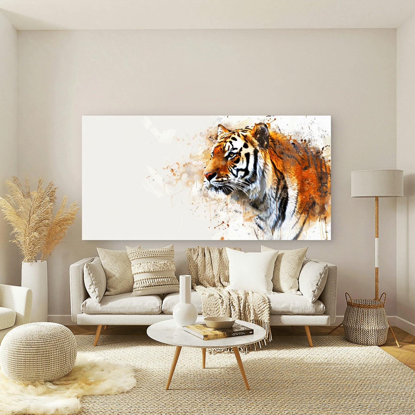 Majestic Orange Tiger Artwork Wall Art Canvas Office Home Room Framed 120x60cm