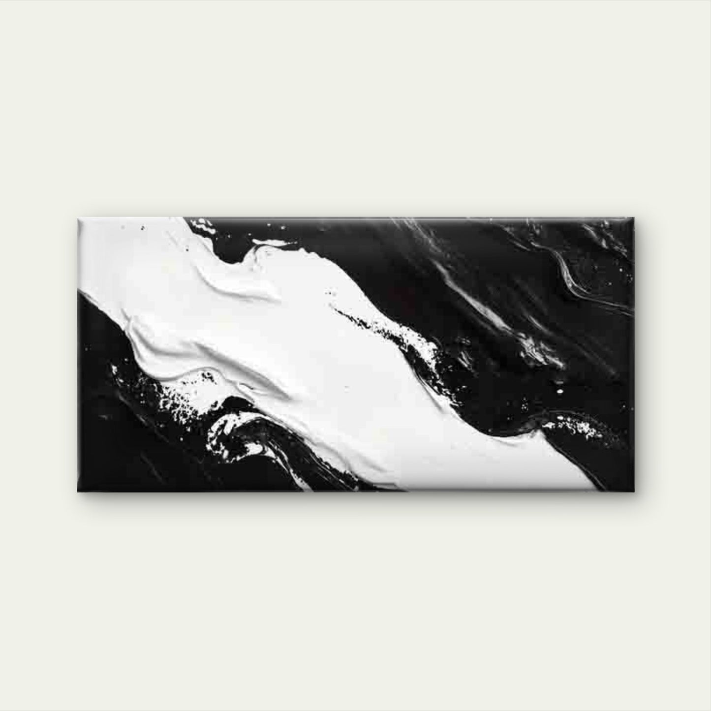 Bold Black & White Waves Design Wall Art Canvas Office Home Room Framed 120x60cm - Bella Home Decor