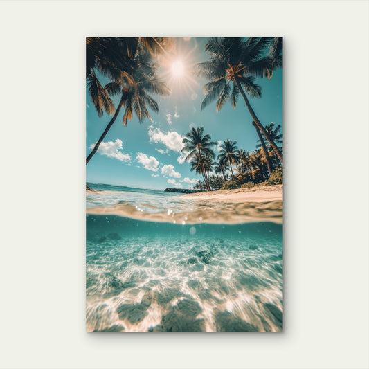 Hawaii Beach Landscape With Ocean View 40x60cm Metal Print Ready to Hang