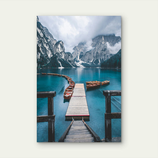 Lake Braies Dolomites Of South Tyrol Italy 60x90cm Metal Print Ready to Hang