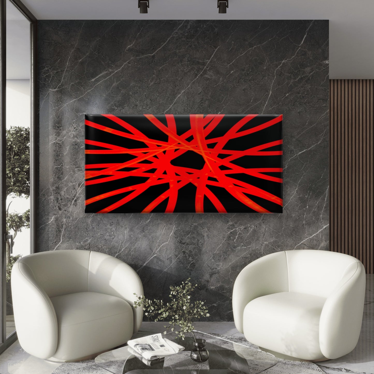 Bright Red Light Abstract Wall Art Canvas Office Home Room Framed 120x60cm