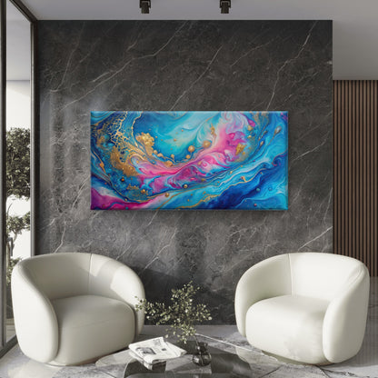 Pastel Galaxy Abstract Swirl Wall Art Canvas Office Home Room Framed 120x60cm - Bella Home Decor