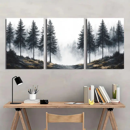 3pcs Pine Tree Landscape Metal Print Ready to Hang Art